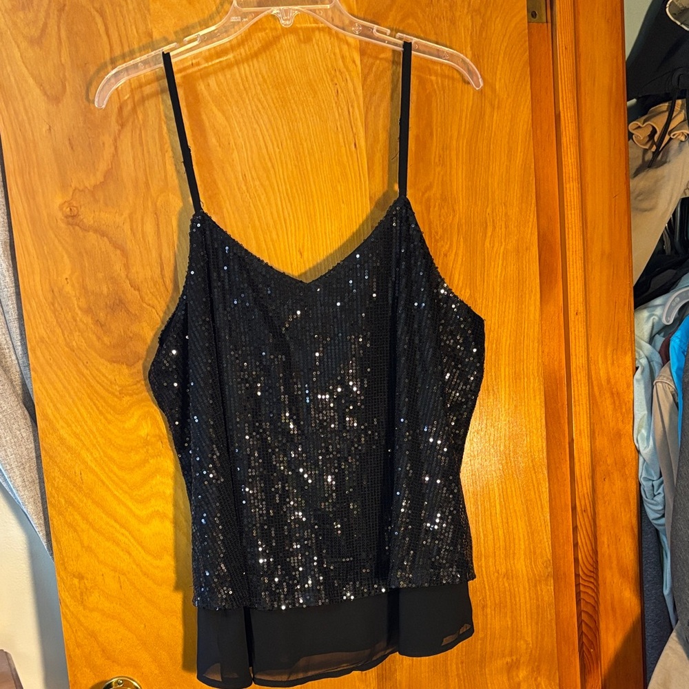 SHEIN Black Sequin Camisole Top